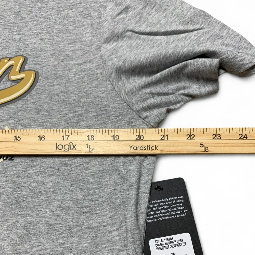 True Religion Buddha Logo Graphic T-Shirt Mens M Heather Gray Crew Old Skool NWT - Picture 6 of 7